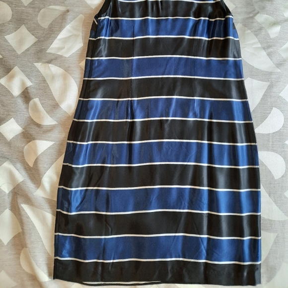 Banana Republic Petite Striped Dress Size 8P Black & Blue - Picture 5 of 5